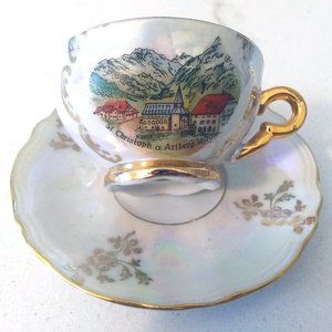 Vintage Eigl Porcelain Demitasse Cup and Saucer Set, Made in Austria- 2 Pieces